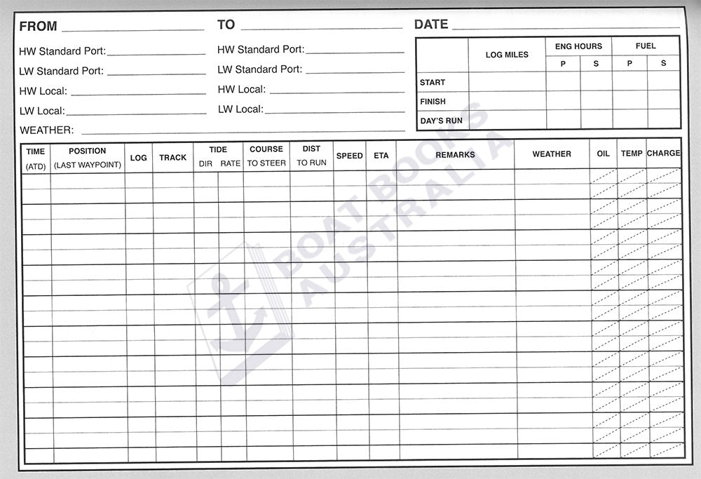 Log Book For Cruising Under Power
