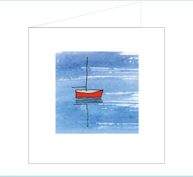 All at Sea Card - Red Boat