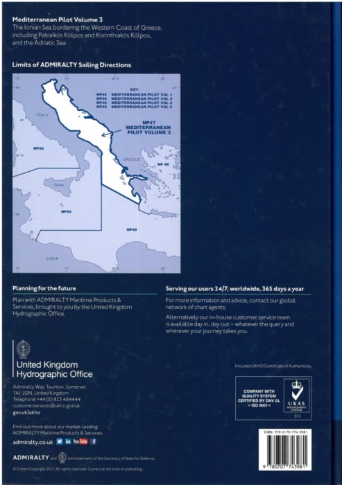 NP47 - Mediterranean Pilot Vol 3. 18th ed. 2024