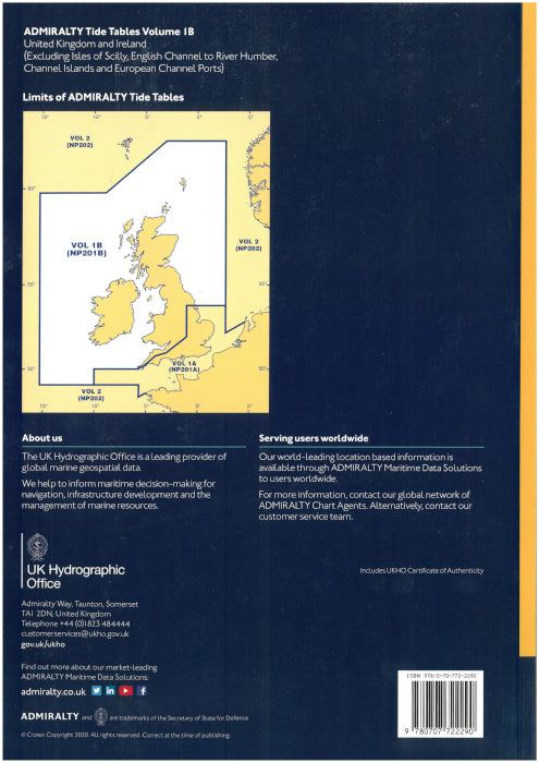 NP201B 26 Tide Tables for the United Kingdom, excluding English Channel