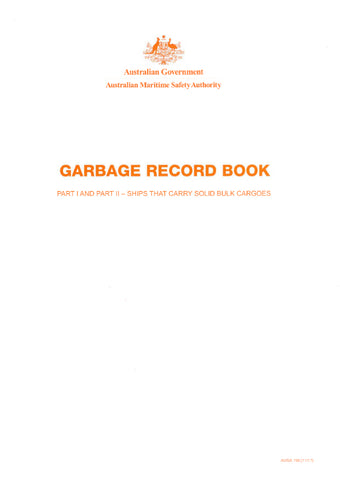 compare product Garbage Record Book Part 2 (AMSA)