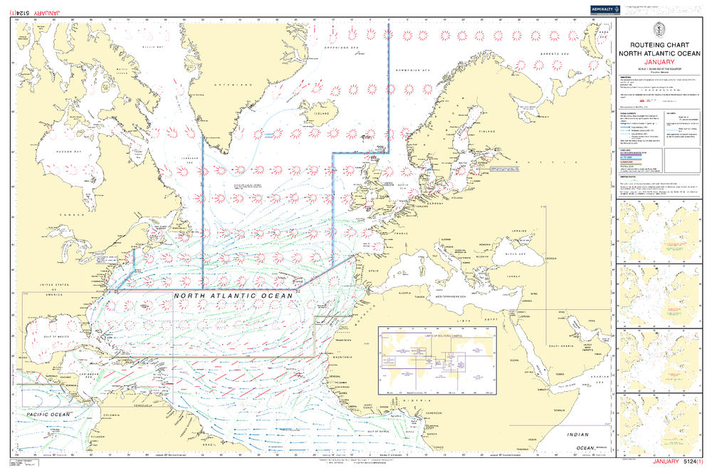 BA5124 08  Routeing Chart: North Atlantic Ocean - August (Feb,2021)