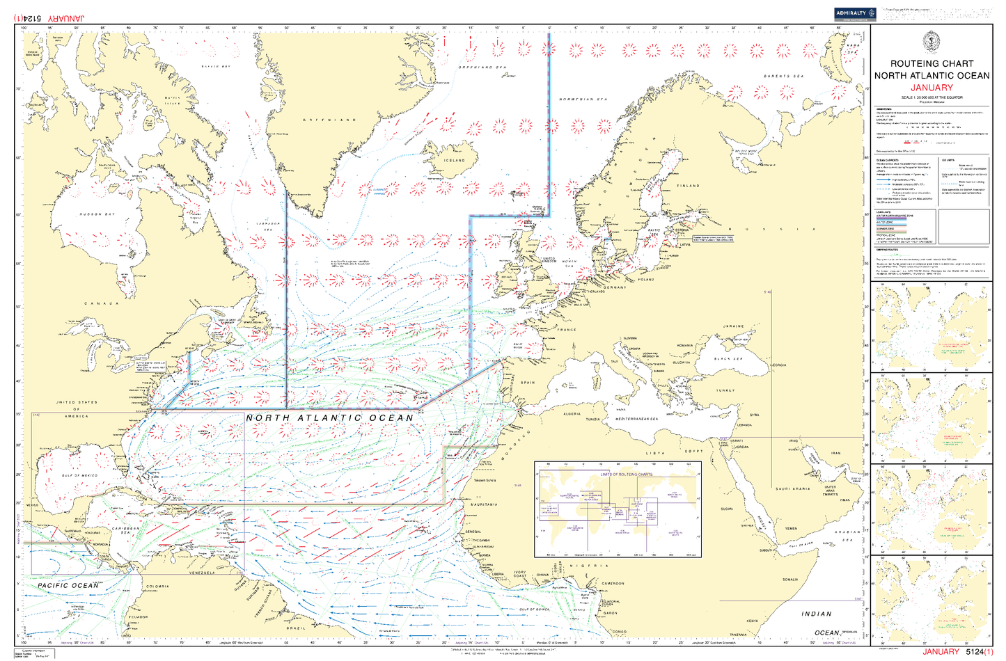 BA5124 05  Routeing Chart: North Atlantic Ocean - May (Feb,2021)