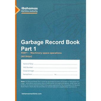 compare product Bahamas Maritime Authority Garbage Record Book Bahamas (Part 1)