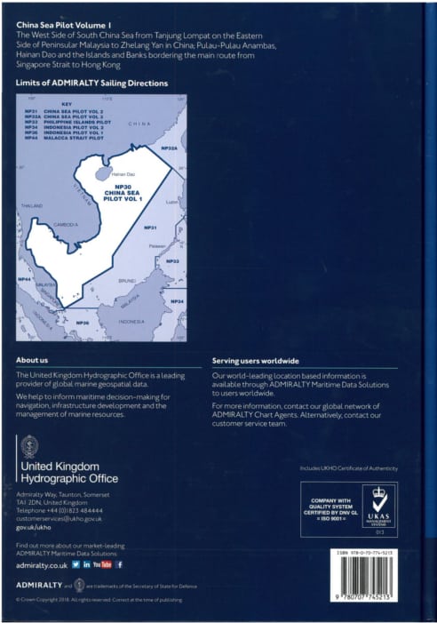 NP30 - China Sea Pilot Vol 1.  12th ed.  2020