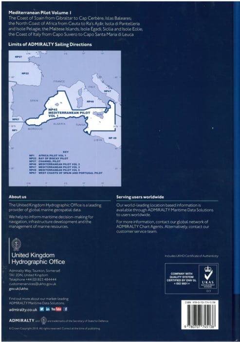 NP45 - Mediterranean Pilot Vol 1.  18th ed.  2024