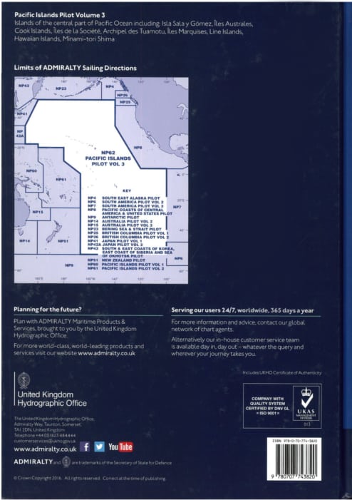 NP62 - Pacific Islands Pilot Vol 3.  15th ed.  2020