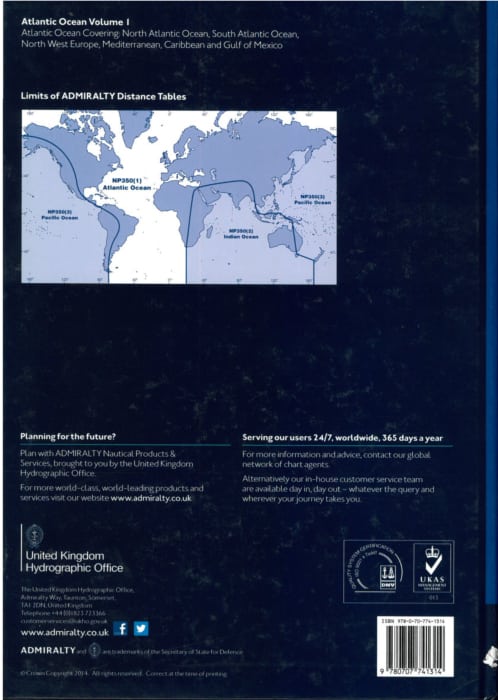 NP350(1) Admiralty Distance Tables Atlantic Ocean Volume 1, 2nd Edition
